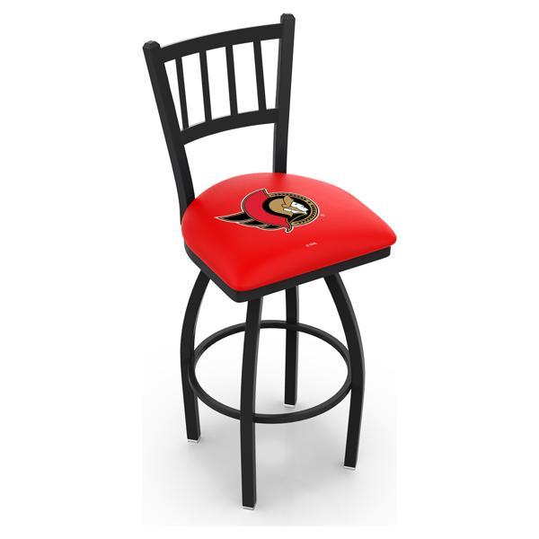 Ottawa Senators Swivel Bar Stool - Black Wrinkle Finish - Commercial Grade Steel Frame 