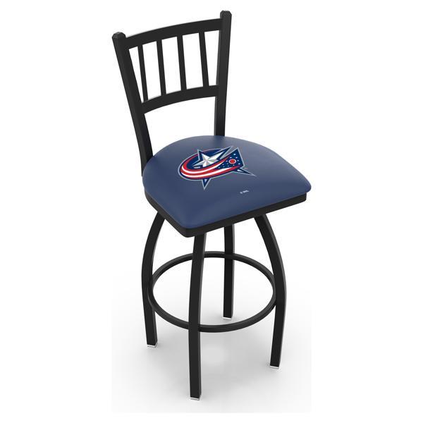 Columbus Blue Jackets Swivel Bar Stool - Black Wrinkle Finish - Commercial Grade Steel Frame 