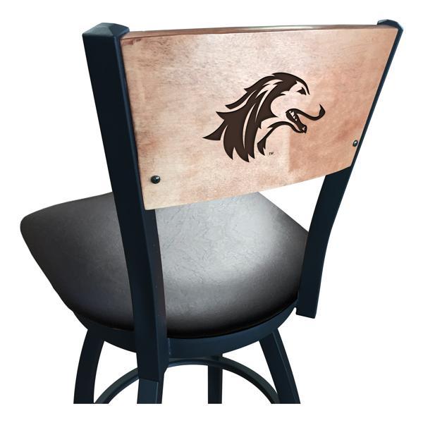 Southern Illinois University Swivel Counter Stool - 25" Seat Height - Black Vinyl Seat - Medium Finished Maple Back 