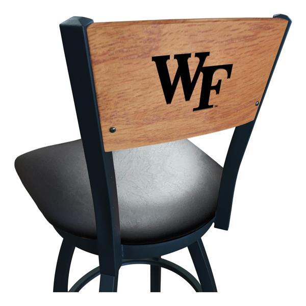 Wake Forest University Swivel Counter Stool - 25" Seat Height - Black Vinyl Seat - Medium Finished Maple Back 