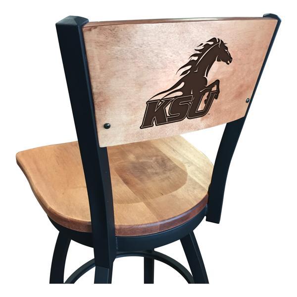 Kentucky State University Laser Engraved Swivel Counter Stool - 25" Seat Height - Black Wrinkle Finish - Wood Seat 