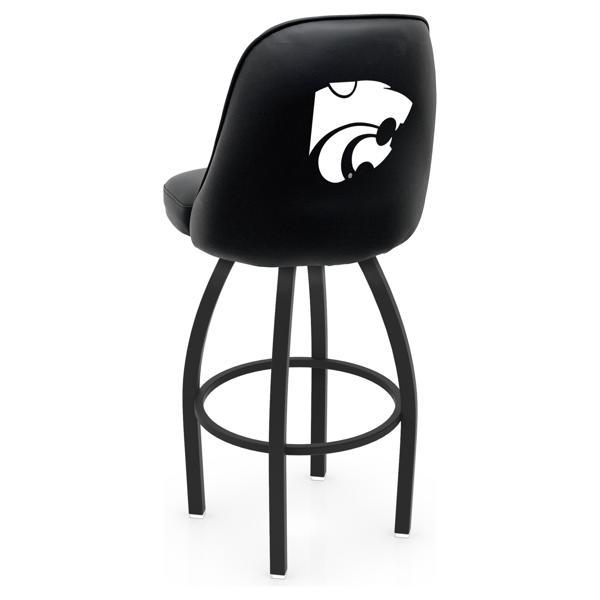 Kansas State University Logo Grizzly Swivel Counter Stool - 25" Seat Height - Black Wrinkle Finish - Pub Style Bucket Seat 