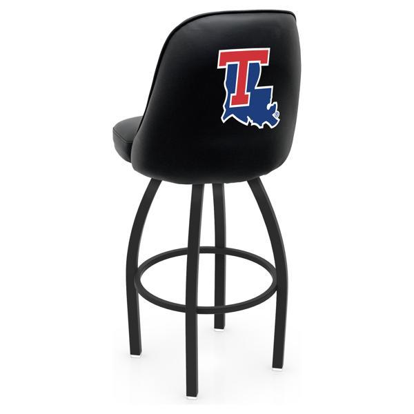 Louisiana Tech University Logo Grizzly Swivel Counter Stool - 25" Seat Height - Black Wrinkle Finish - Pub Style Bucket Seat 