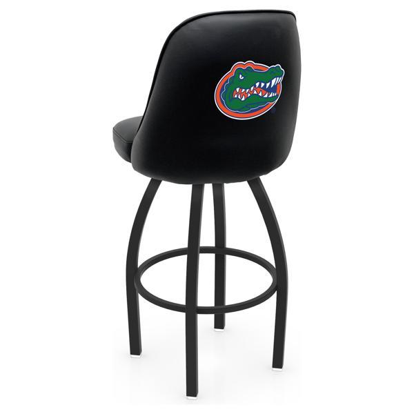 University of Florida Logo Grizzly Swivel Counter Stool - 25" Seat Height - Black Wrinkle Finish - Pub Style Bucket Seat 
