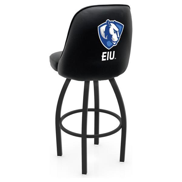 Eastern Illinois University Logo Grizzly Swivel Counter Stool - 25" Seat Height - Black Wrinkle Finish - Pub Style Bucket Seat 