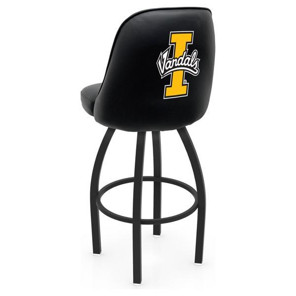 University of Idaho Logo Grizzly Swivel Counter Stool - 25" Seat Height - Black Wrinkle Finish - Pub Style Bucket Seat 