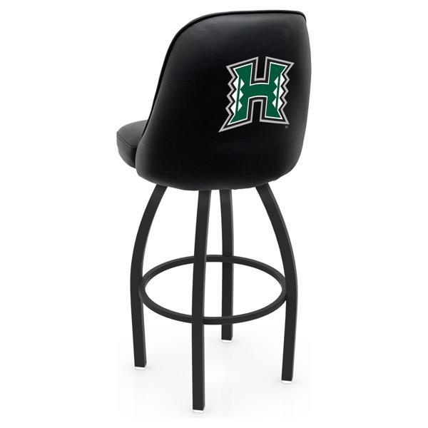 University of Hawaii Logo Grizzly Swivel Counter Stool - 25" Seat Height - Black Wrinkle Finish - Pub Style Bucket Seat 