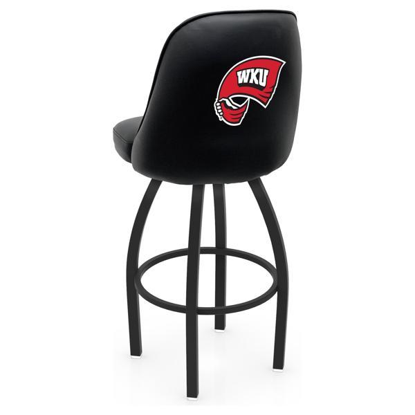 Western Kentucky University Logo Grizzly Swivel Counter Stool - 25" Seat Height - Black Wrinkle Finish - Pub Style Bucket Seat 