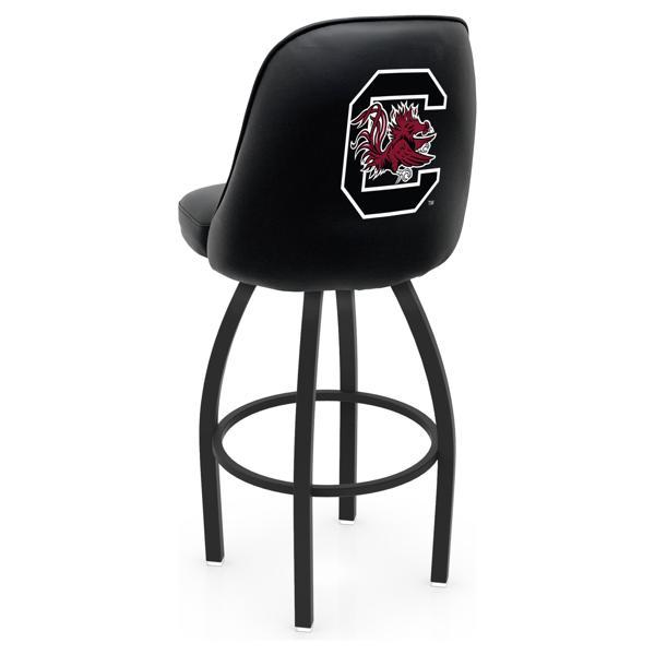 University of South Carolina Logo Grizzly Swivel Counter Stool - 25" Seat Height - Black Wrinkle Finish - Pub Style Bucket Seat 