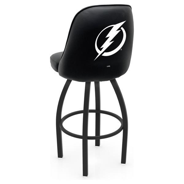 Tampa Bay Lightning Logo Grizzly Swivel Counter Stool - 25" Seat Height - Black Wrinkle Finish - Pub Style Bucket Seat 
