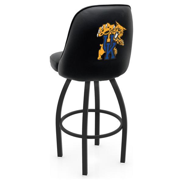 University of Kentucky Logo 3 Grizzly Swivel Counter Stool - 25" Seat Height - Black Wrinkle Finish - Pub Style Bucket Seat 