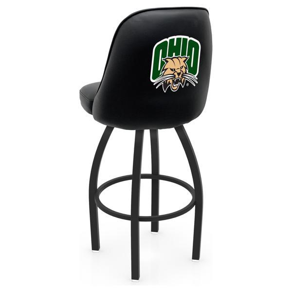 Ohio University Logo Grizzly Swivel Counter Stool - 25" Seat Height - Black Wrinkle Finish - Pub Style Bucket Seat 
