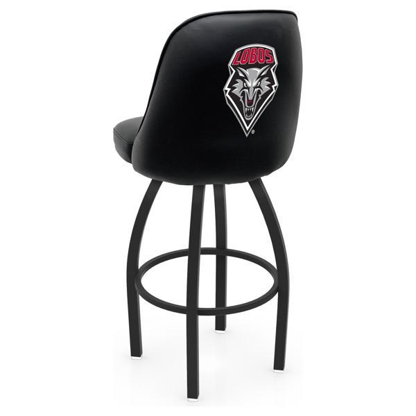 University of New Mexico Logo Grizzly Swivel Counter Stool - 25" Seat Height - Black Wrinkle Finish - Pub Style Bucket Seat 