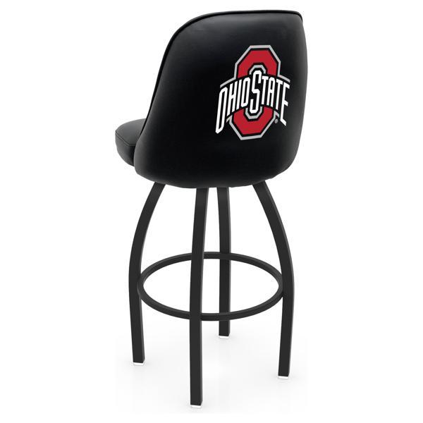 Ohio State University Logo Grizzly Swivel Counter Stool - 25" Seat Height - Black Wrinkle Finish - Pub Style Bucket Seat 