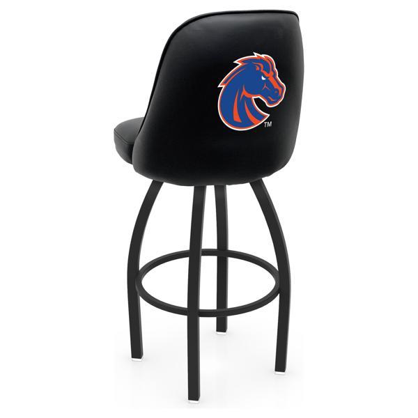 Boise State University Logo Grizzly Swivel Counter Stool - 25" Seat Height - Black Wrinkle Finish - Pub Style Bucket Seat 
