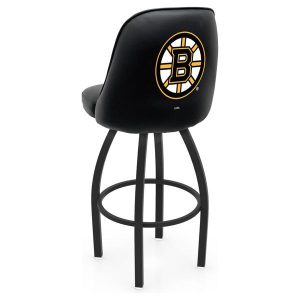 Boston Bruins Logo Grizzly Swivel Counter Stool - 25" Seat Height - Black Wrinkle Finish - Pub Style Bucket Seat 
