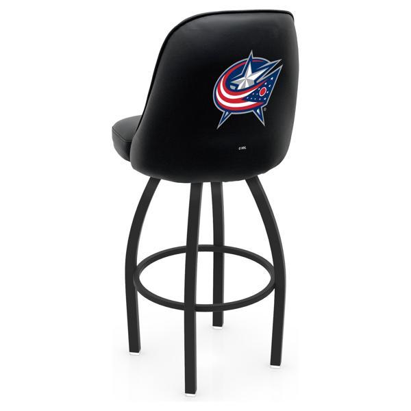 Columbus Blue Jackets Logo Grizzly Swivel Counter Stool - 25" Seat Height - Black Wrinkle Finish - Pub Style Bucket Seat 