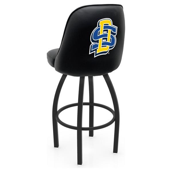 South Dakota State University Logo Grizzly Swivel Bar Stool - Black Wrinkle Finish - Pub Style Bucket Seat 