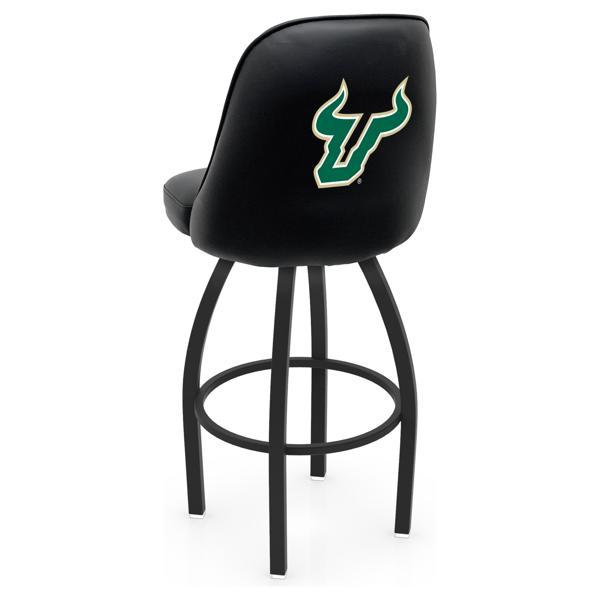 University of South Florida Logo Grizzly Swivel Bar Stool - Black Wrinkle Finish - Pub Style Bucket Seat 