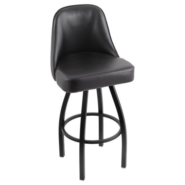 University of North Dakota Hockey Logo Grizzly Swivel Bar Stool - Black Wrinkle Finish - Pub Style Bucket Seat 