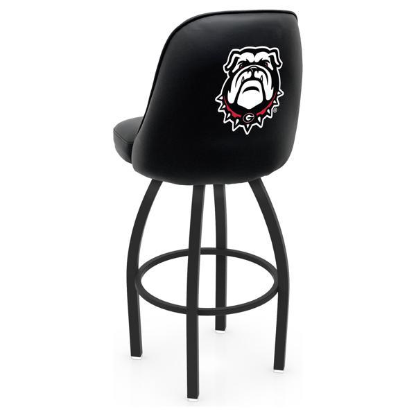 University of Georgia Logo 3 Grizzly Swivel Bar Stool - Black Wrinkle Finish - Pub Style Bucket Seat 