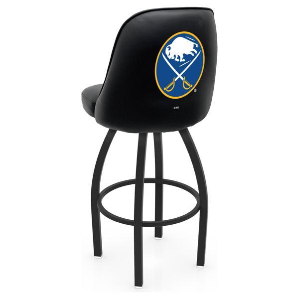 Buffalo Sabres Logo Grizzly Swivel Bar Stool - Black Wrinkle Finish - Pub Style Bucket Seat 