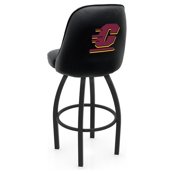 Central Michigan University Logo Grizzly Swivel Bar Stool - Black Wrinkle Finish - Pub Style Bucket Seat 