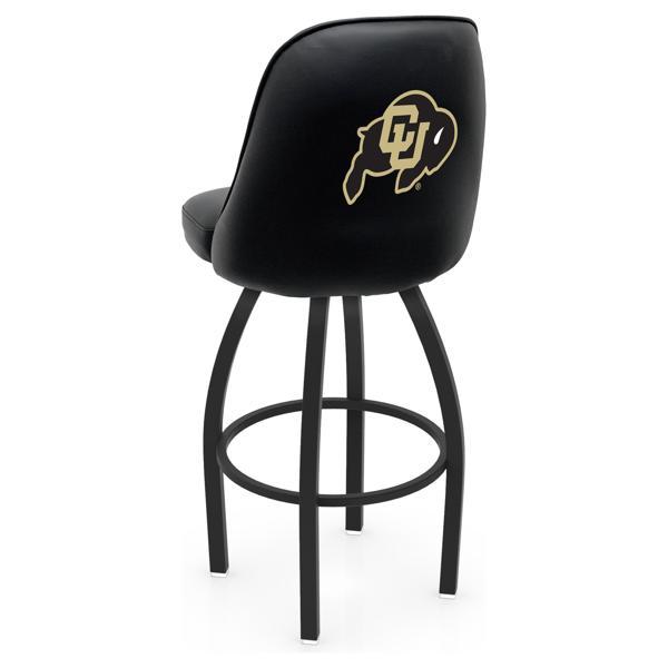 University of Colorado Logo Grizzly Swivel Bar Stool - Black Wrinkle Finish - Pub Style Bucket Seat 