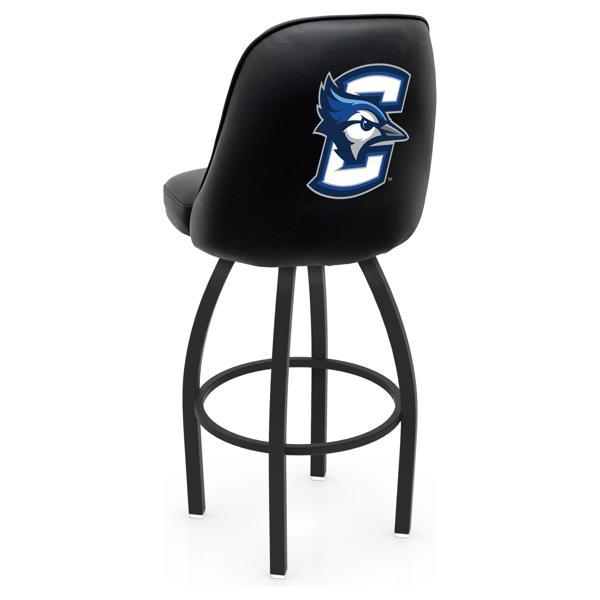Creighton University Logo Grizzly Swivel Bar Stool - Black Wrinkle Finish - Pub Style Bucket Seat 