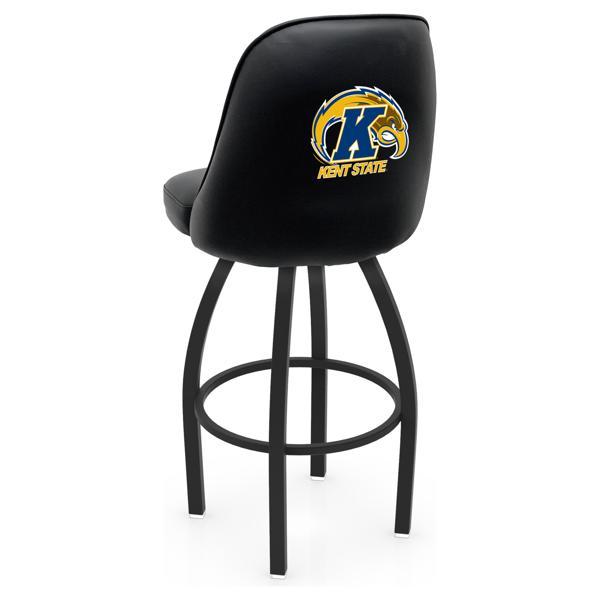 Kent State University Logo Grizzly Swivel Bar Stool - Black Wrinkle Finish - Pub Style Bucket Seat 