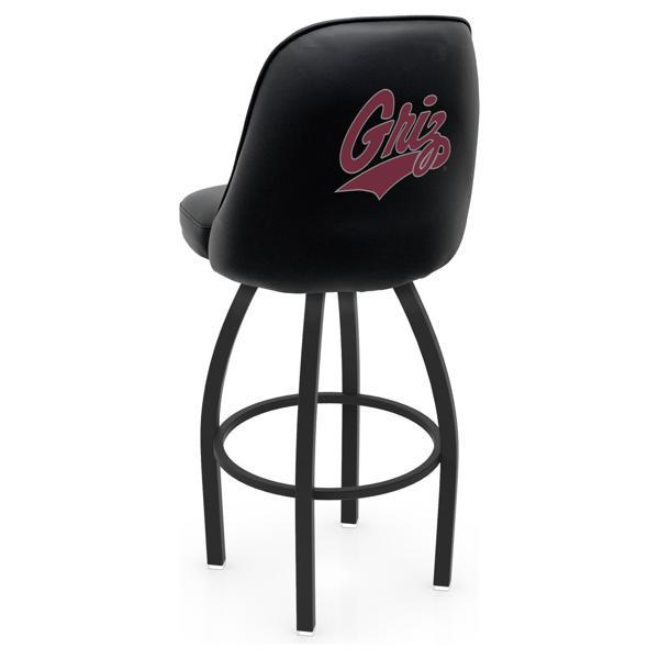 University of Montana Logo Grizzly Swivel Bar Stool - Black Wrinkle Finish - Pub Style Bucket Seat 