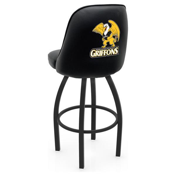 Missouri Western State University Logo Grizzly Swivel Bar Stool - Black Wrinkle Finish - Pub Style Bucket Seat 