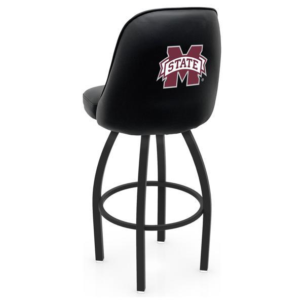 Mississippi State University Logo Grizzly Swivel Bar Stool - Black Wrinkle Finish - Pub Style Bucket Seat 