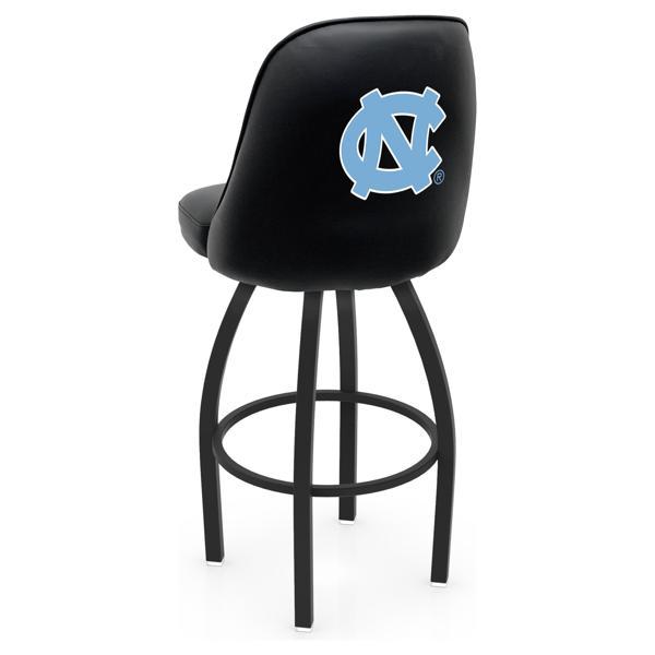 University of North Carolina Logo Grizzly Swivel Bar Stool - Black Wrinkle Finish - Pub Style Bucket Seat 