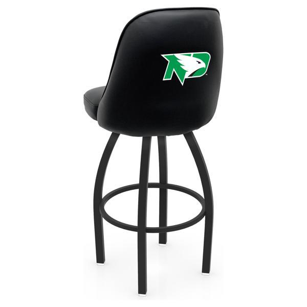 University of North Dakota Logo Grizzly Swivel Bar Stool - Black Wrinkle Finish - Pub Style Bucket Seat 