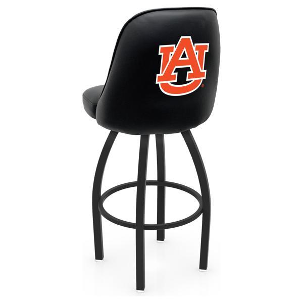 Auburn University Logo Grizzly Swivel Bar Stool - Black Wrinkle Finish - Pub Style Bucket Seat 