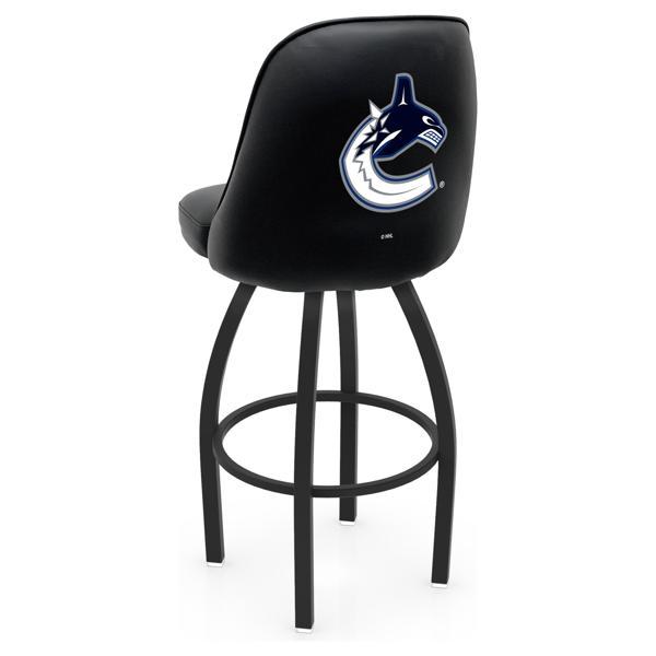 Vancouver Canucks Logo Grizzly Swivel Bar Stool - Black Wrinkle Finish - Pub Style Bucket Seat 