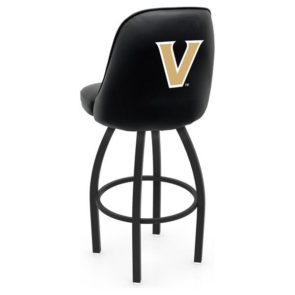 Vanderbilt University Logo Grizzly Swivel Bar Stool - Black Wrinkle Finish - Pub Style Bucket Seat 