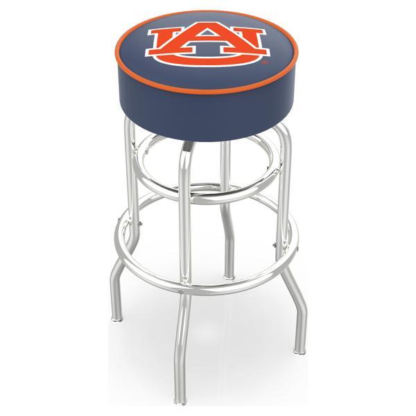 Auburn University 25" Retro Backless Swivel Counter Stool - Chrome Double Rung Base - Commercial Grade Marine Vinyl 