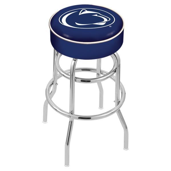 Pennsylvania State University 25" Retro Backless Swivel Counter Stool - Chrome Double Rung Base - Commercial Grade Marine Vinyl 
