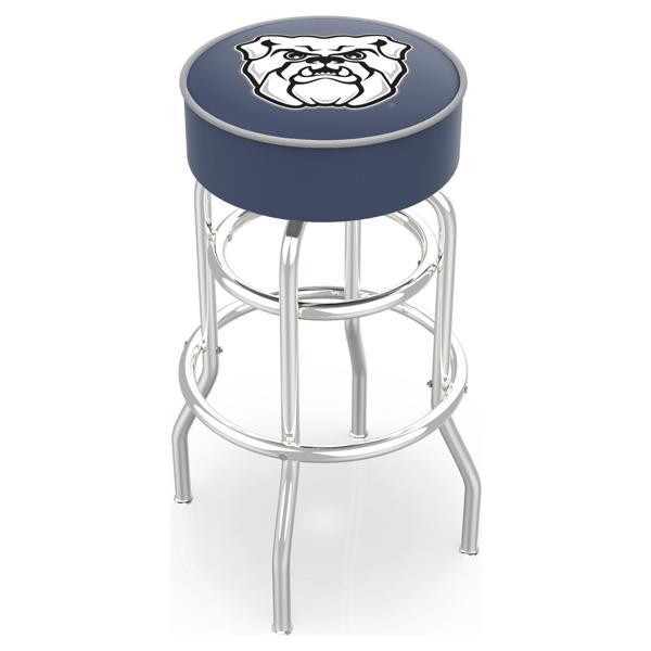Butler 25" Retro Backless Swivel Counter Stool - Chrome Double Rung Base - Commercial Grade Marine Vinyl 