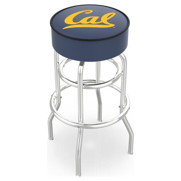 University of California 25" Retro Backless Swivel Counter Stool - Chrome Double Rung Base - Commercial Grade Marine Vinyl 