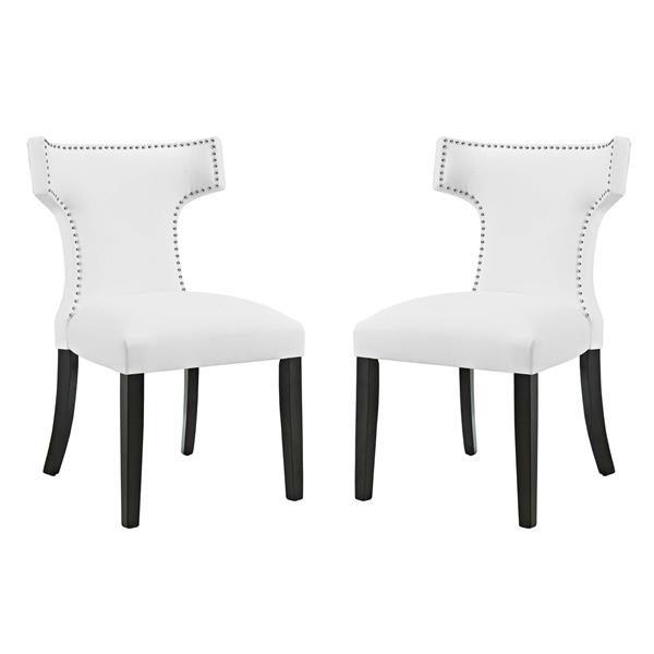 Curve Dining Side Chair Vinyl Set of 2 - White 