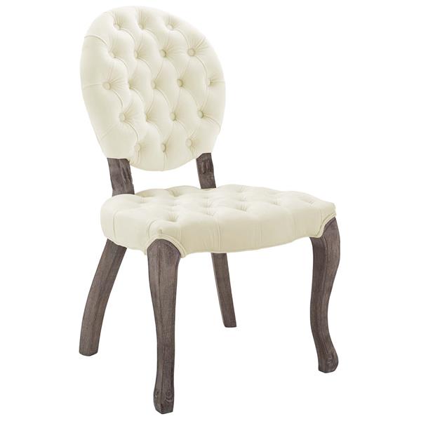 Exhibit French Vintage Dining Performance Velvet Side Chair - Ivory 