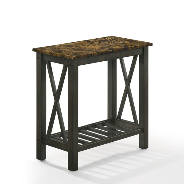 Eden Chairside Table - Espresso With Faux Marble Top 