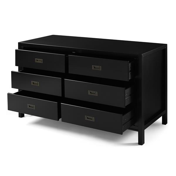 Free Shipping: Walker Edison Furniture 57" Classic Solid Wood 6-Drawer  Dresser - Black - BR6DLYDDRBL