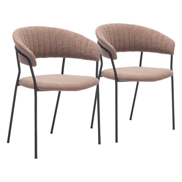 Josephine Dining Chair - Brown - Black Powder Coated Steel Legs - Set of 2 