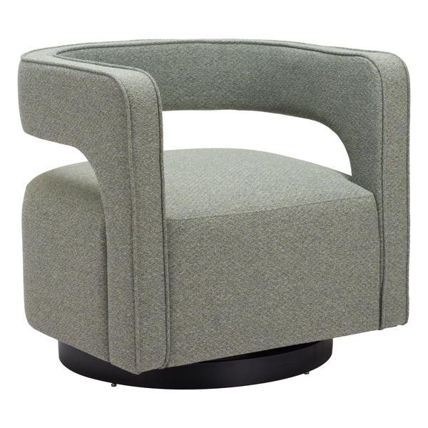Turku 29 in. Swivel Chair - Sage Green - Textured Fabric - Powder Coated Steel 